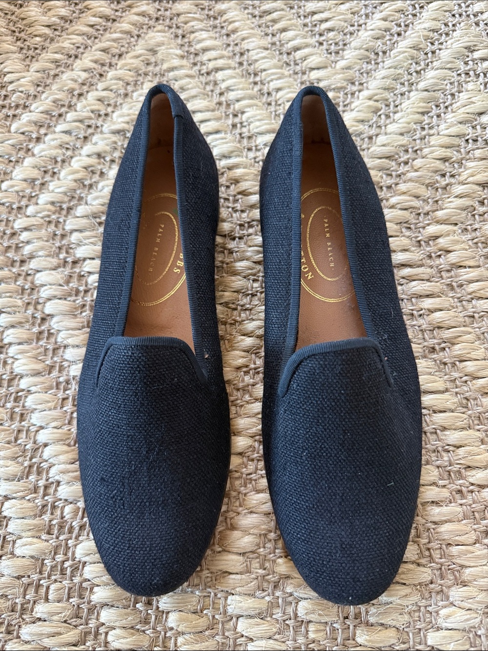 Stubbs & Wooton Black Linen Loafers